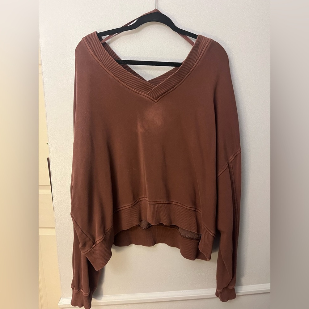 Brown Aerie V-Neck Oversized Sweater